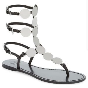 Tory Burch Patos Disk Gladiator Sandals - Color Black and Silver Size 8.5 NWOT